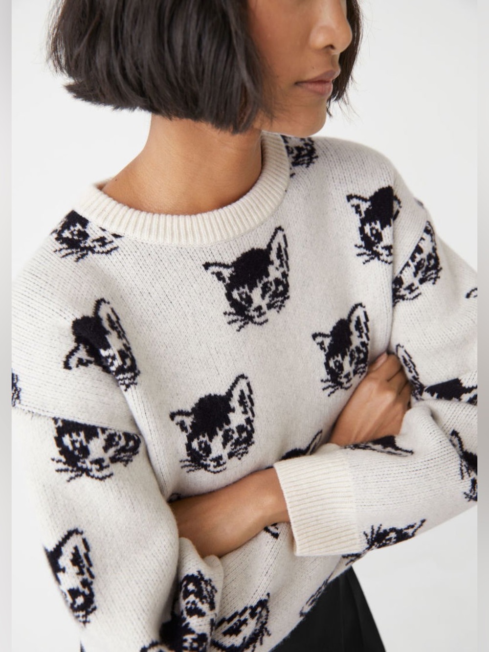 & Other Stories Paris Atelier Cat Motif Sweater sz XS - Picture 4 of 10